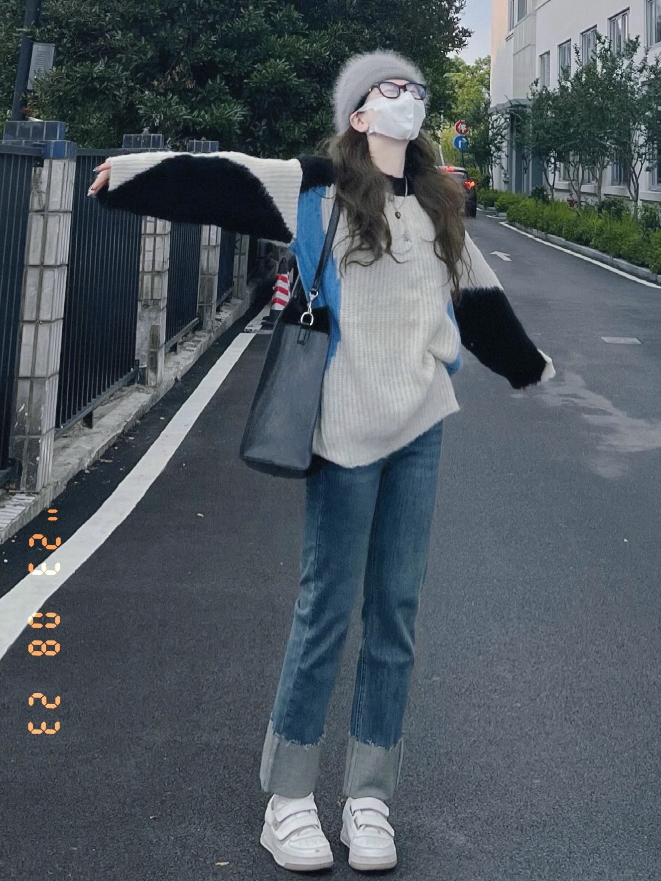 2023秋季新款打底撞色套頭上衣