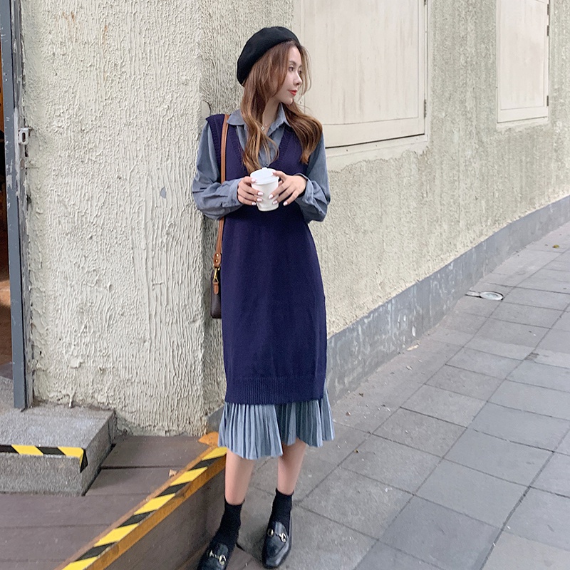 實拍~2023大碼女裝網紅春秋連衣裙套裝胖mm時尚款秋冬裝襯衫長裙