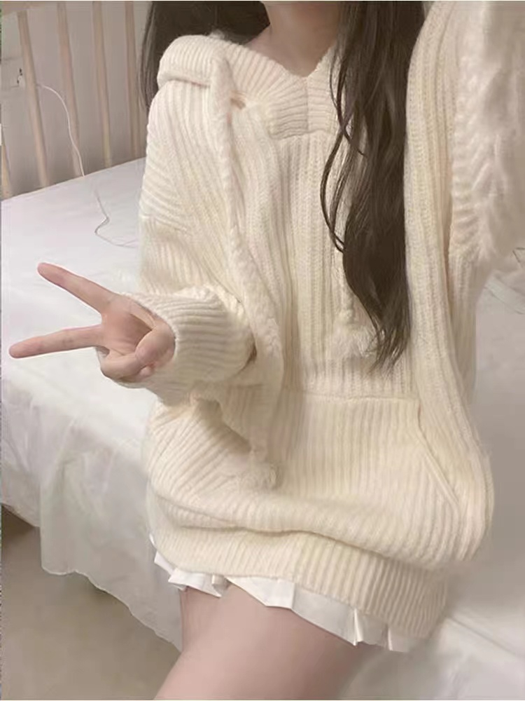 溫柔風軟糯糯毛衣2023秋季新款女甜美寬鬆慵懶針織長袖中長款上衣