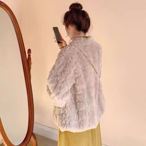 Women's  new trendy brand lamb wool small fragrance plus velvet thickened fur coat for women autumn and winter fur Korean style