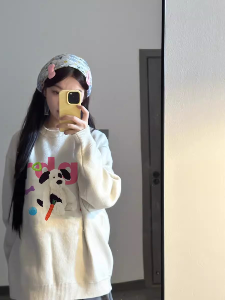 杏色軟糯糯奶呼呼毛衣女秋冬新款日系慵懶風高級感甜美針織衫外套