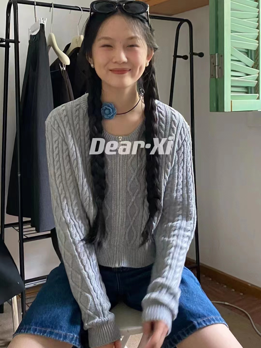 韓版簡約休閒淨色麻花毛衣女早秋新款純色百搭設計感針織拉鏈外套