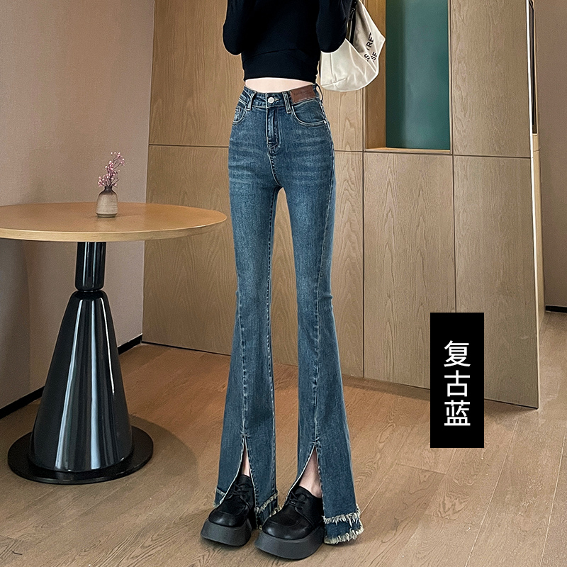實拍2023秋冬加絨新款闊腿牛仔褲女高腰時尚直筒寬鬆闊腿拖地褲