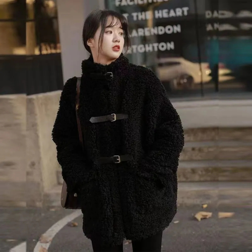 Lamb wool coat for women winter new style fur Korean style loose thickened mid-length fur one-piece particle coat