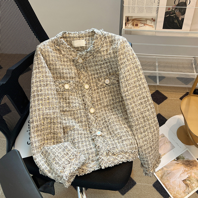 Design sense of small fragrance style tweed tassel short coat women's autumn and winter wear 2023 new temperament versatile loose top