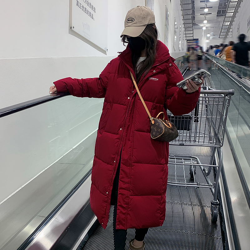 實拍長款羽絨服棉服女2023年新款冬季中長款加厚寬鬆情侶外套棉衣