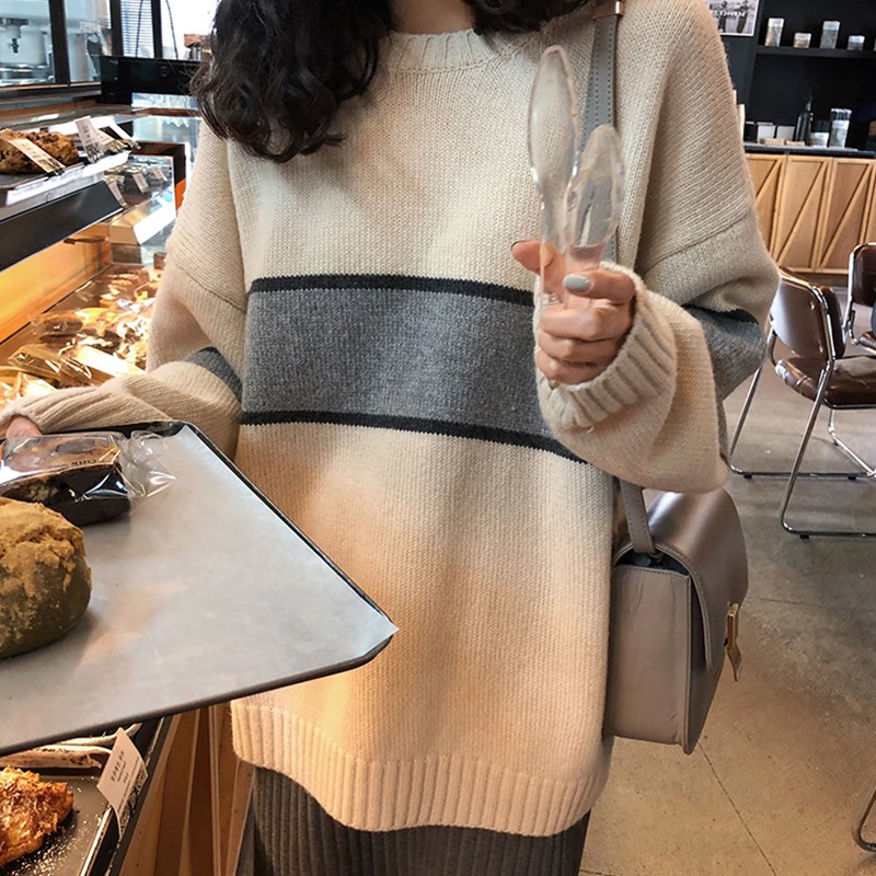 ins超火的網紅寬鬆毛衣女套頭chic春季新款慵懶風針織衫