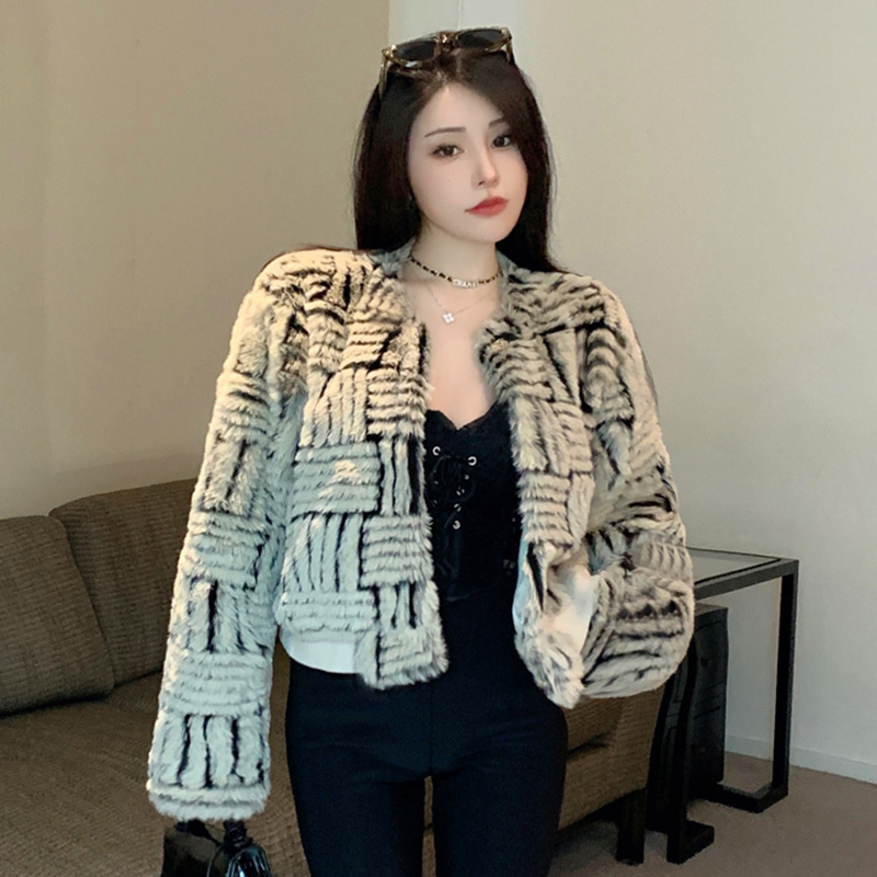實拍小香風毛絨外套女秋冬2023新款高級感加厚毛毛上衣羊羔毛外套
