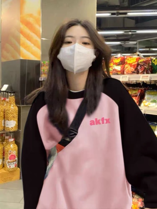 上身版型巨好！oversize加絨圓領衛衣女2023新款小個子無帽插肩袖