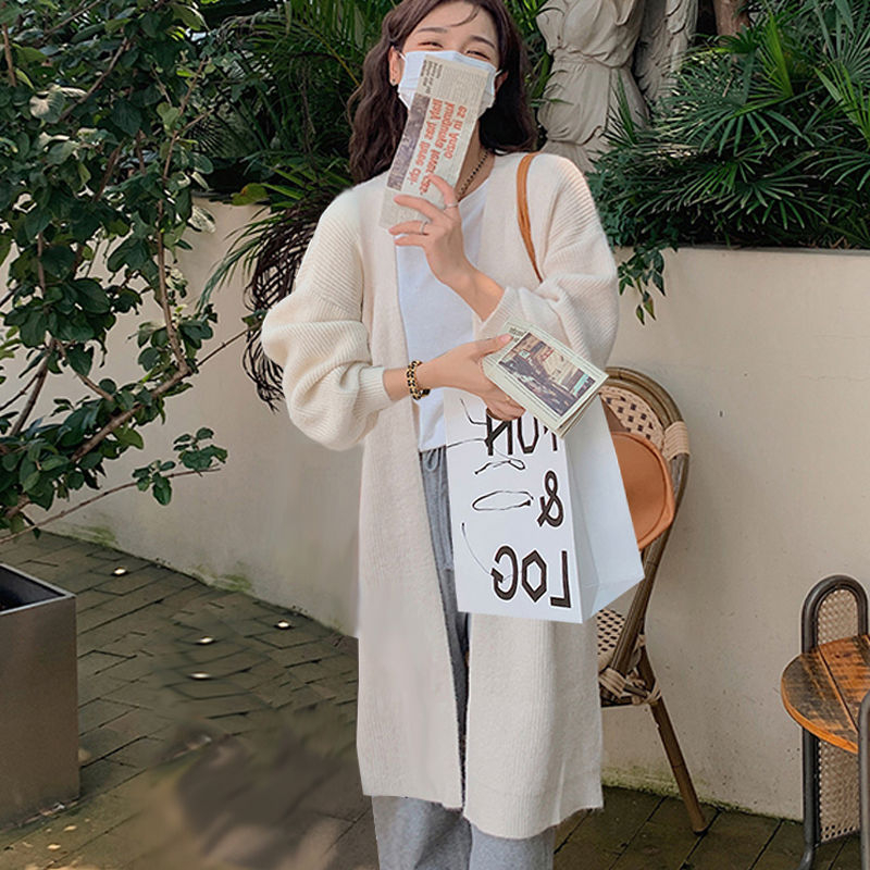 中長款毛衣女外套2023秋冬季新款高級感慵懶軟糯寬鬆針織開衫