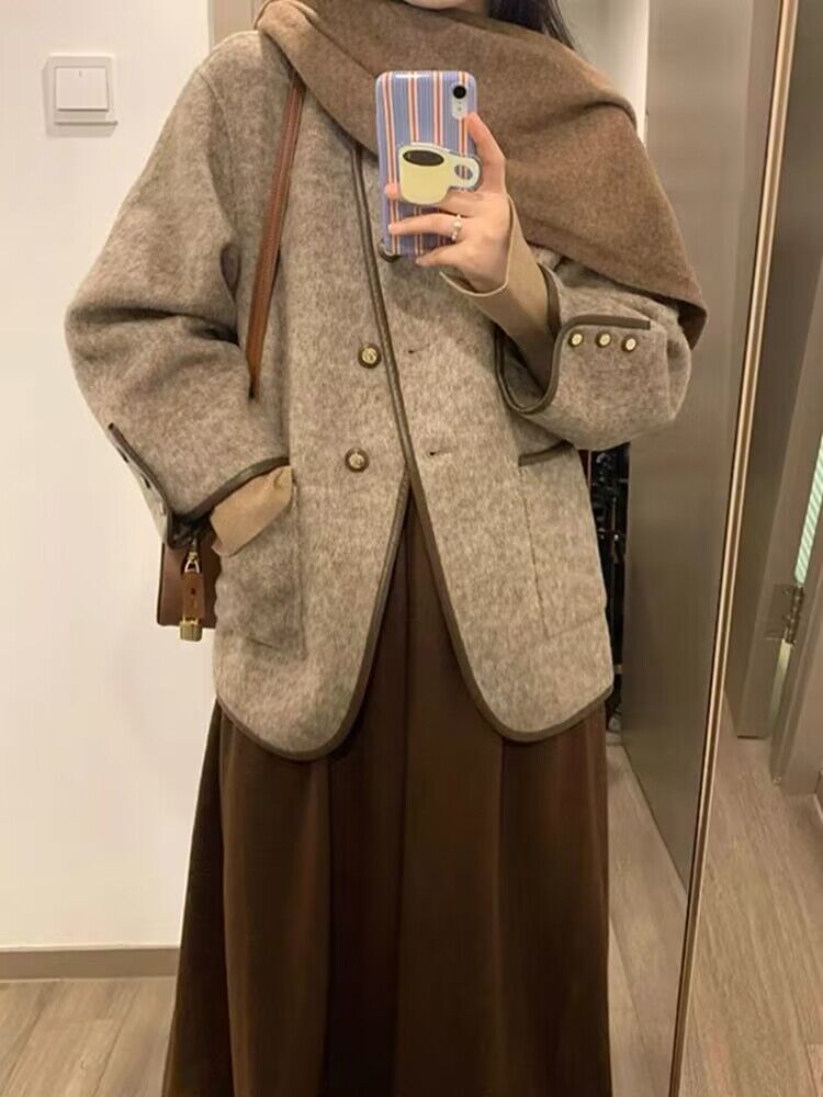 短款秋冬小香風外套女春秋季2023新款穿搭高級感韓系呢子大衣