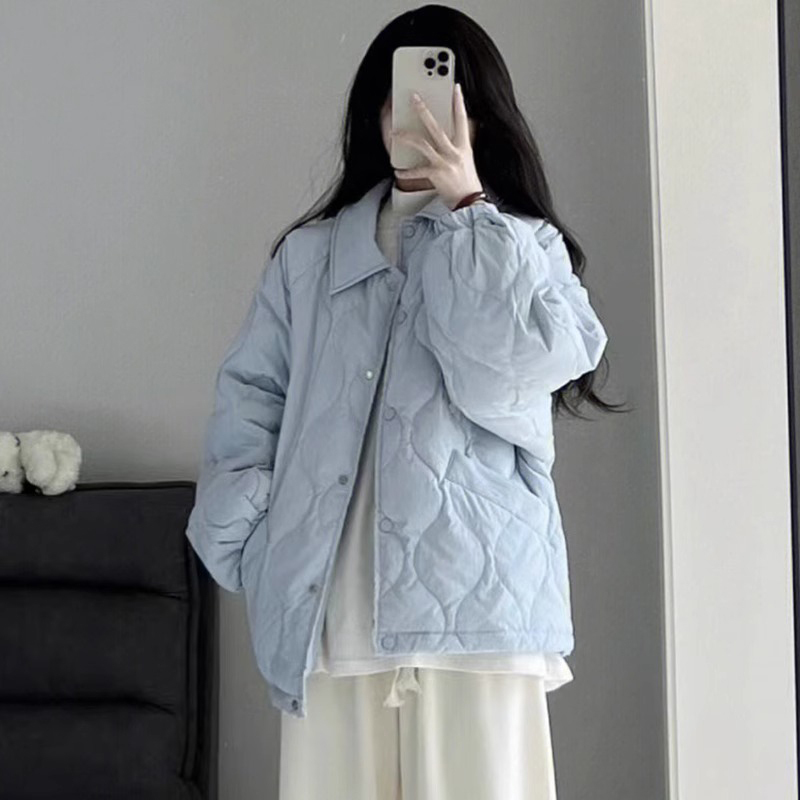 Blue cotton thick coat women's autumn and winter high-end 2023 new small fragrant cotton coat parka baseball uniform