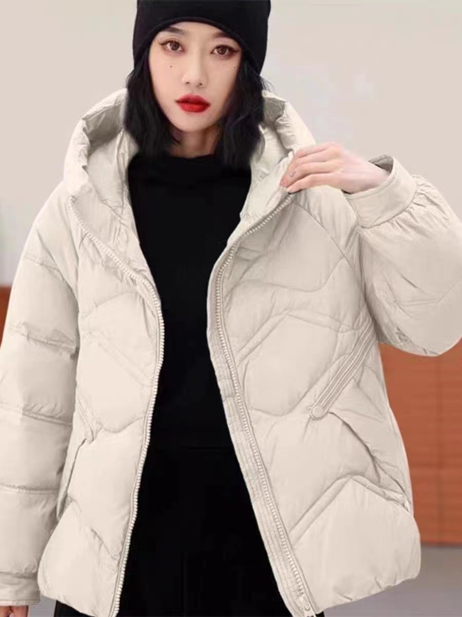 白鴨絨 2023秋冬新款韓版寬鬆羽絨服女 小個子短款加厚連帽外套