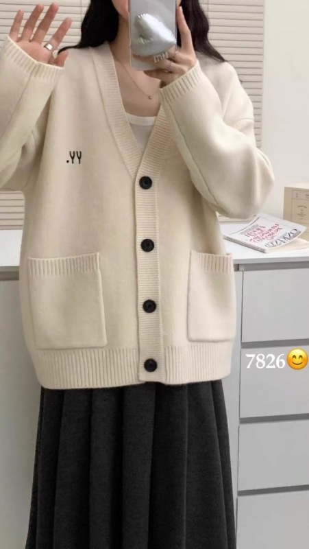 秋冬新款外搭針織開衫外套女情侶慵懶風V領寬鬆毛衣外穿百搭上衣