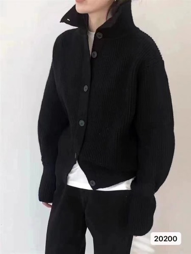 秋冬新款韩版设计感甜辣风半高领黑色排扣宽松长袖外套