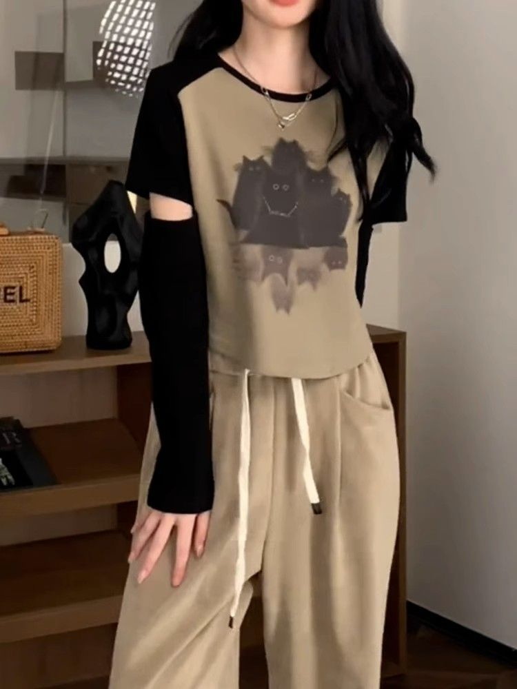 短款辣妹T恤女秋冬顯瘦打底衫內搭多巴胺長袖上衣