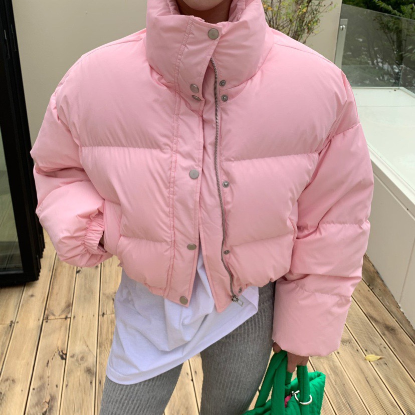 原版韓國chic棉服外套女糖果色百搭立領保暖顯瘦麵包服
