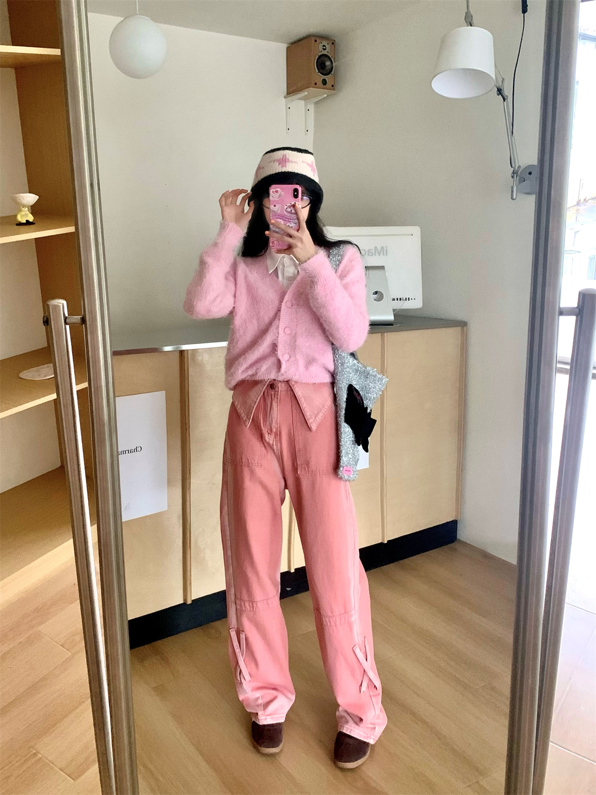 實拍！！！美式高街翻邊牛仔褲女辣妹設計感寬鬆顯瘦闊腿