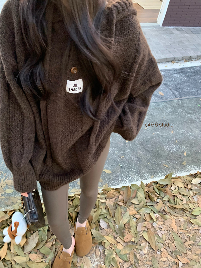 實拍  連帽外穿設計感慵懶風毛衣