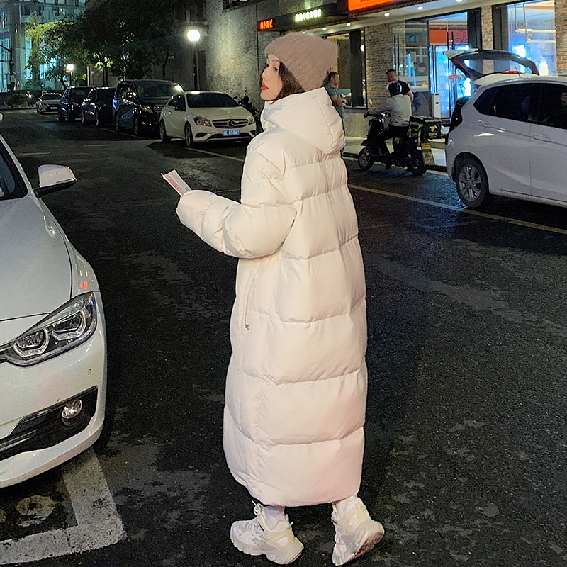 實拍棉服女2023冬新款韓版寬鬆bf長款過膝oversize麵包服ins棉衣