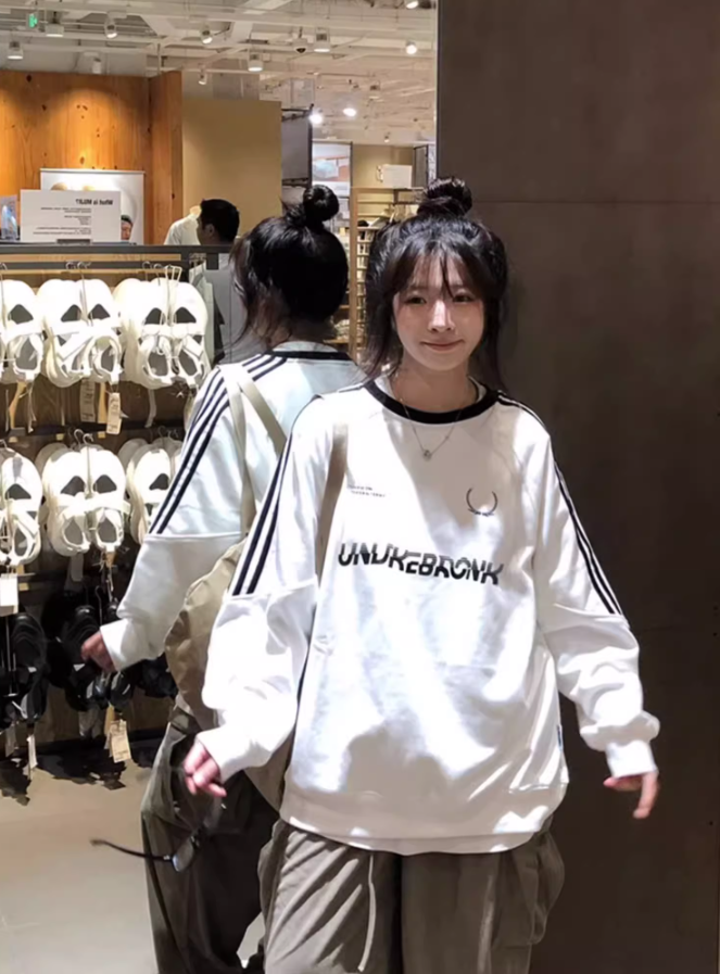 純棉 包後領 美式學院風寬鬆百搭字母印花衛衣