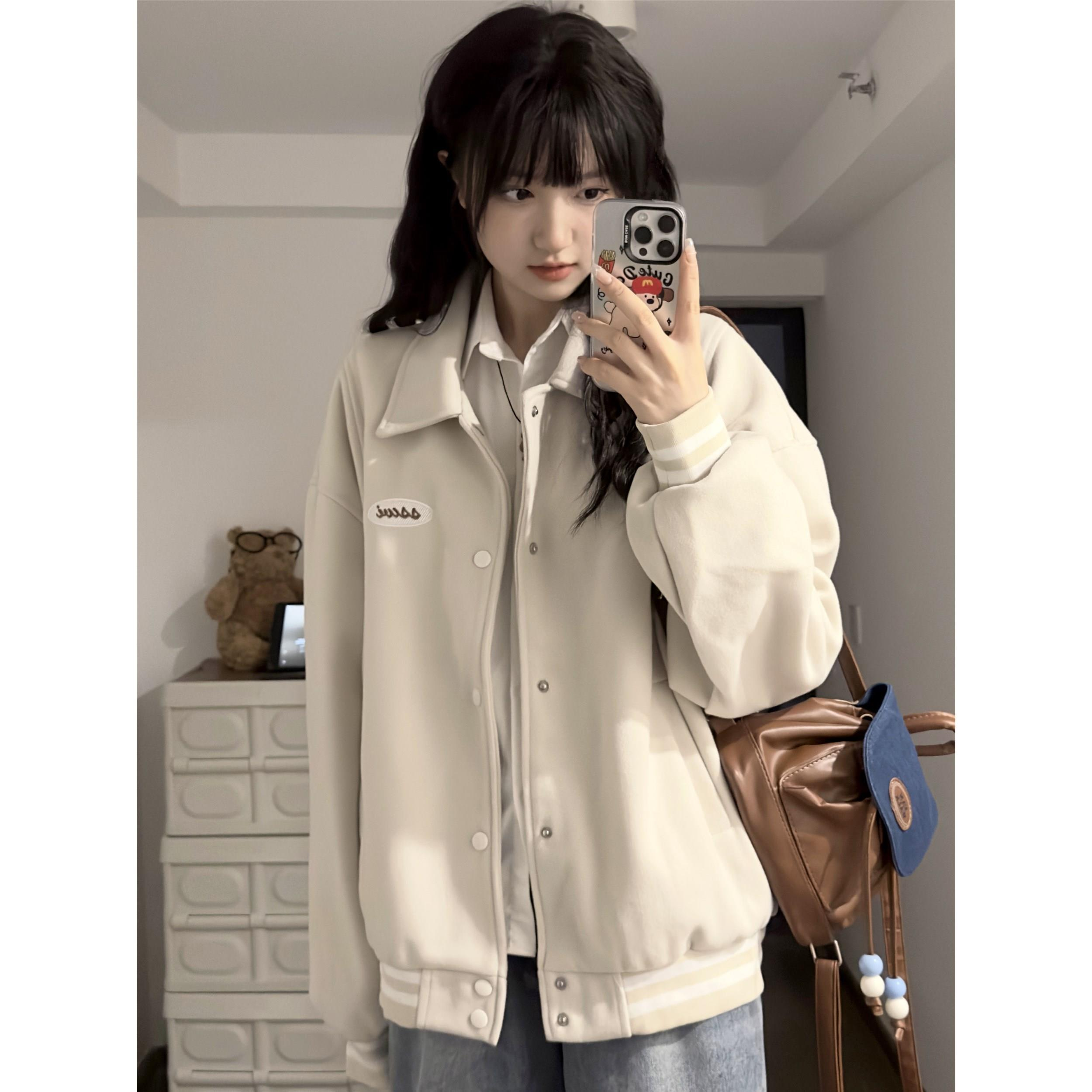Vintage coat women's new 2023 autumn style American retro small lazy style jacket baseball uniform trend