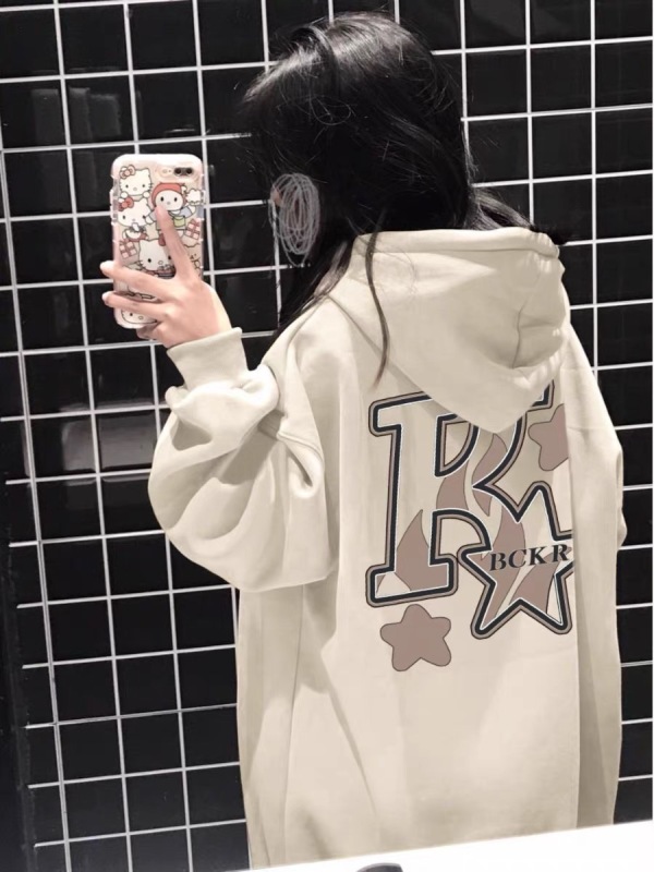美式hiphop連帽衛衣女2023新款秋季加絨酒紅色今年流行的外套上衣