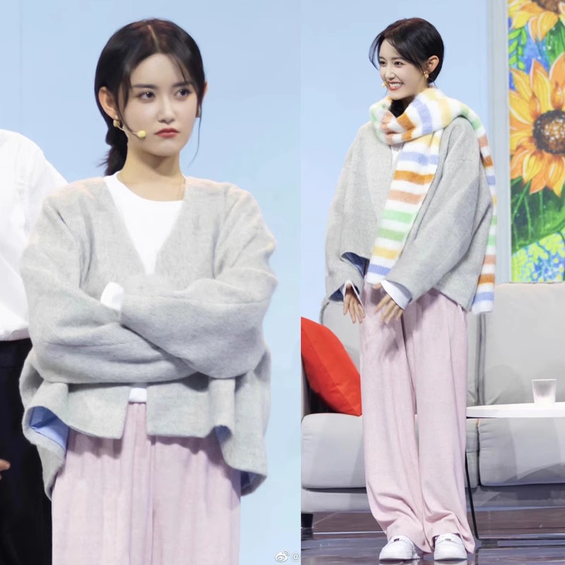 我要上春晚蔣依依小品同款灰色短款毛呢外套女小個子氣質羊毛開衫