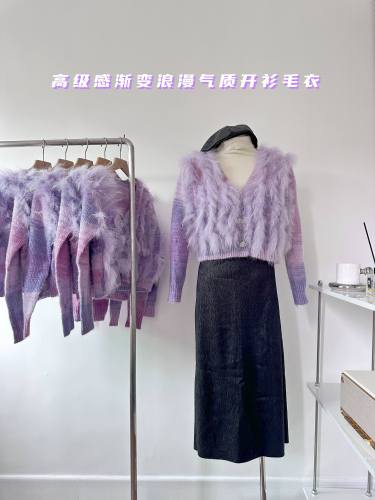 JULY GARDEN romantic top autumn and winter V-neck temperament fur fox sweater for women