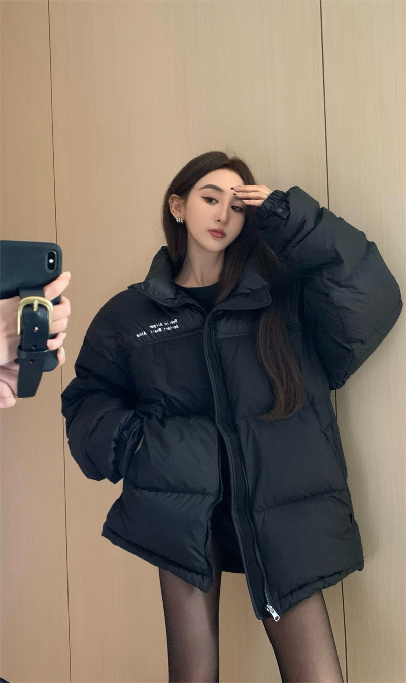 實拍   自製~設計感寬鬆時髦百搭麵包羽絨棉服外套