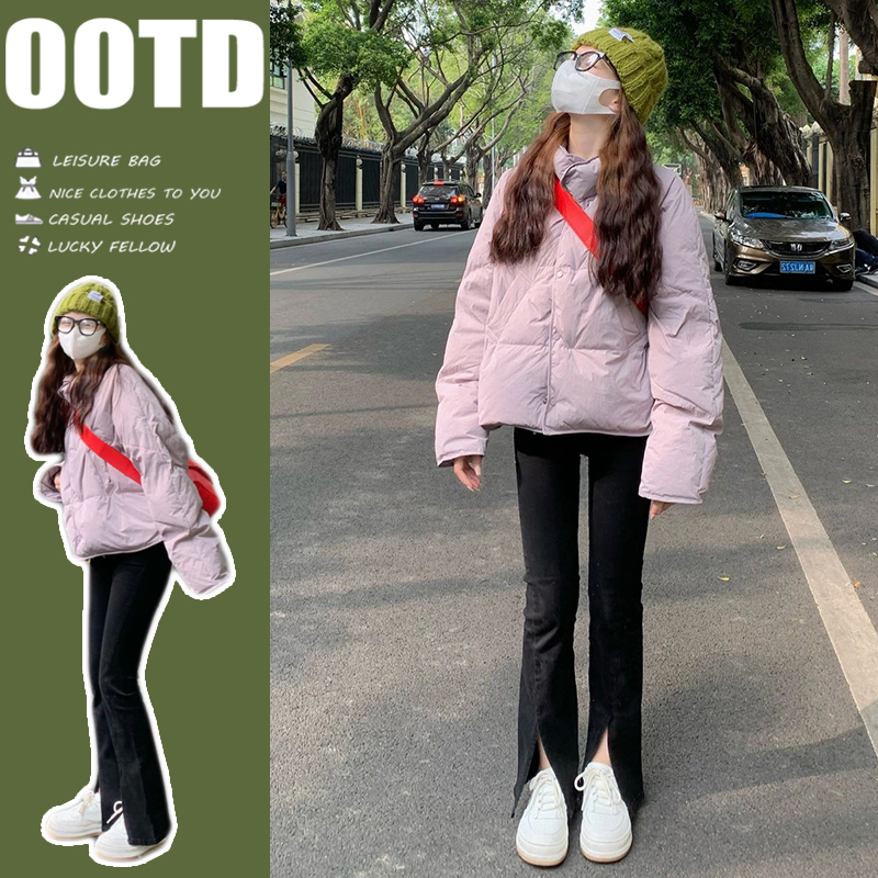 韓系奶呼呼小個子羽絨棉服女短款高領麵包服學生棉衣外套冬