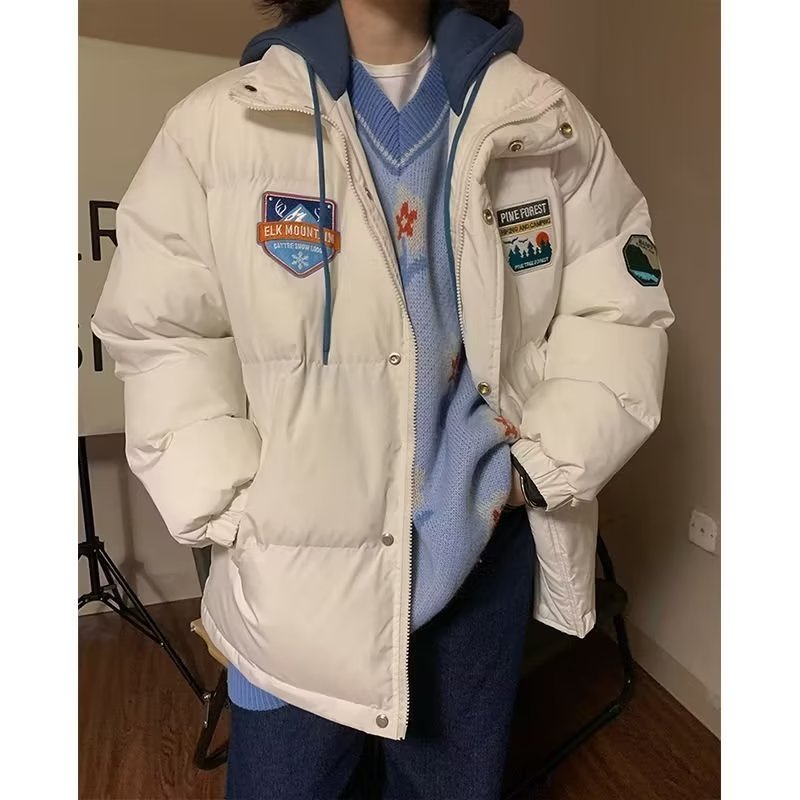Fake two-piece cotton-padded jacket for women, winter thickened design niche trendy brand ins couple jacket down-padded jacket