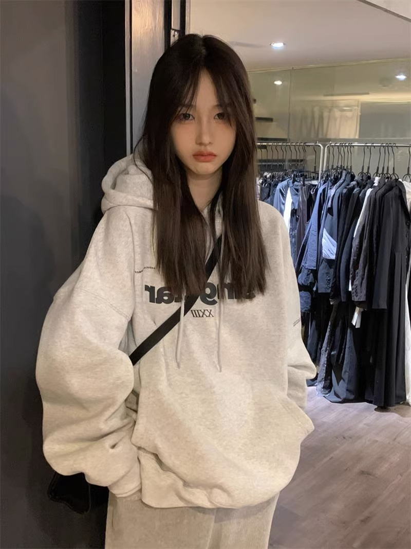 早秋季連帽oversize衛衣運動外套潮ins女春秋2023新款秋冬裝
