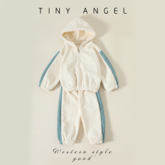 Autumn/Winter Fleece-Lined Cute Sweater Set with Ankle-Tied Pants for Little Girls and Boys