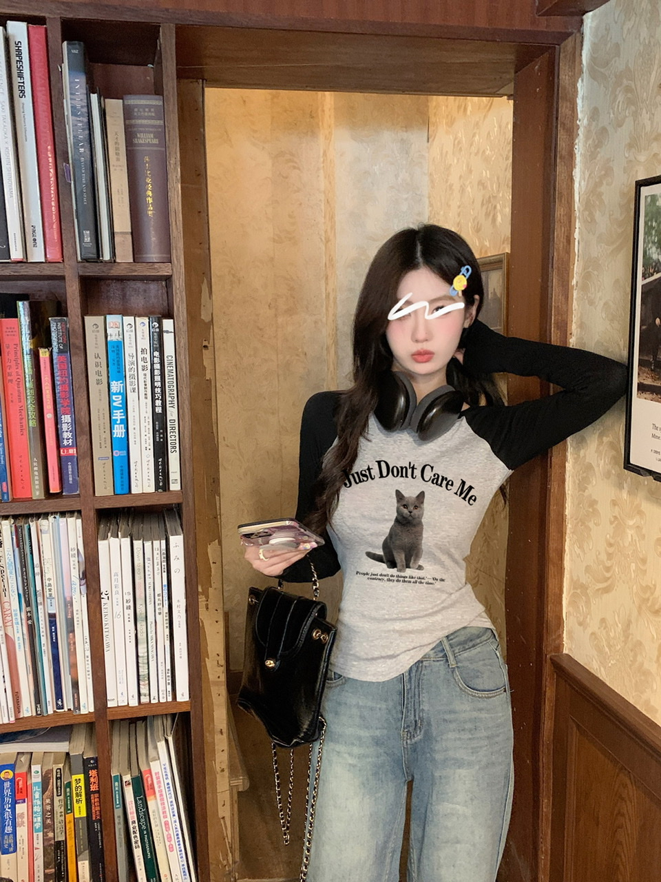 美式字母印花緊身長袖打底衫T恤女秋季2023新款彈力內搭短款上衣