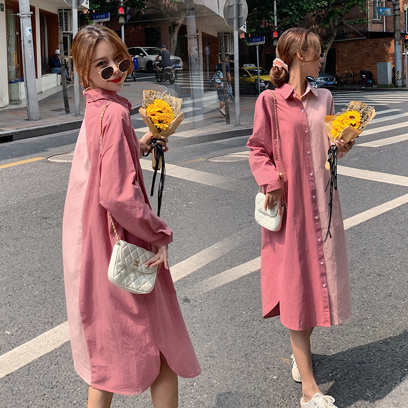 實拍~2023大碼女裝春秋連衣裙秋季胖mm中長款顯瘦寬鬆長袖裙子