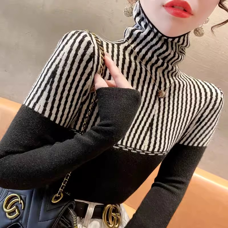 高領毛衣女打底衫秋冬2023年新款洋氣時尚顯瘦針織衫內搭上衣