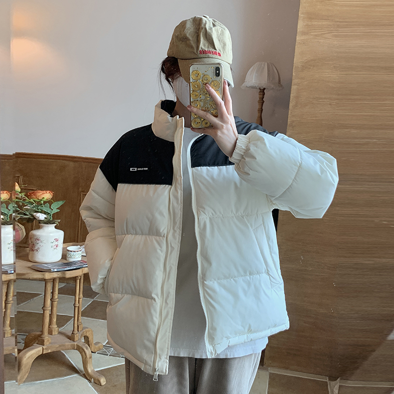 實拍韓國新款棉衣寬鬆學生小眾羽絨服設計感夾克外套oversize棉服