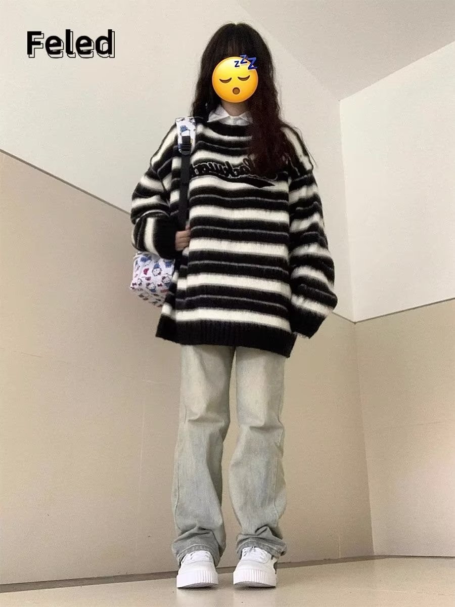 國潮軟糯糯毛衣女小眾設計感秋冬慵懶風寬鬆港味復古chic上衣