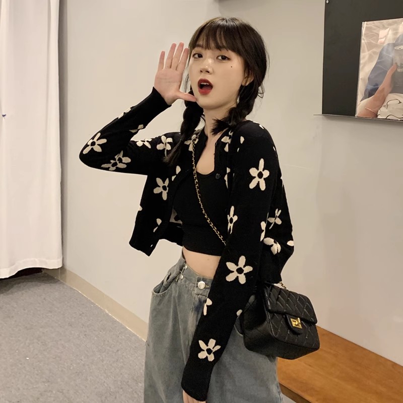 短款毛衣外套女春秋冬季寬鬆外穿慵懶風上衣2023新款辣妹針織開衫