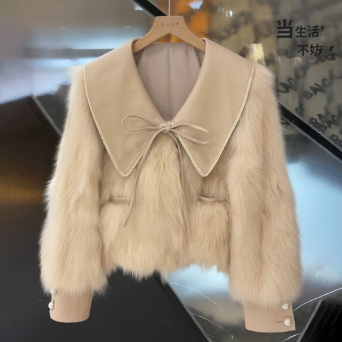 Quality Inspection Officer Picture Imitation Fox Fur Fur Jacket Women's Short Style 2023 Autumn and Winter New Style Fur Splicing Fashion Fur Jacket