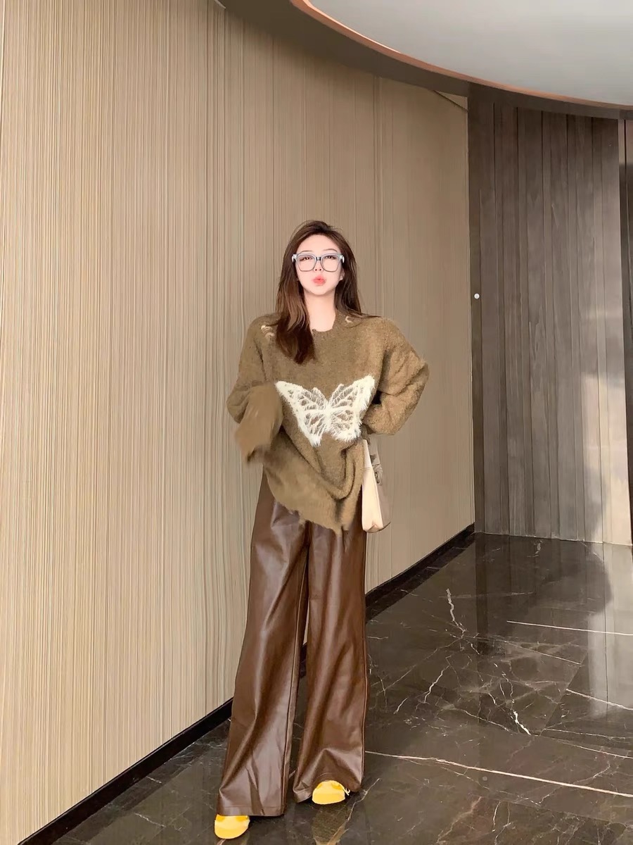 設計感小眾慵懶風蝴蝶結毛衣外套女早秋冬裝寬鬆針織衫長袖上衣女