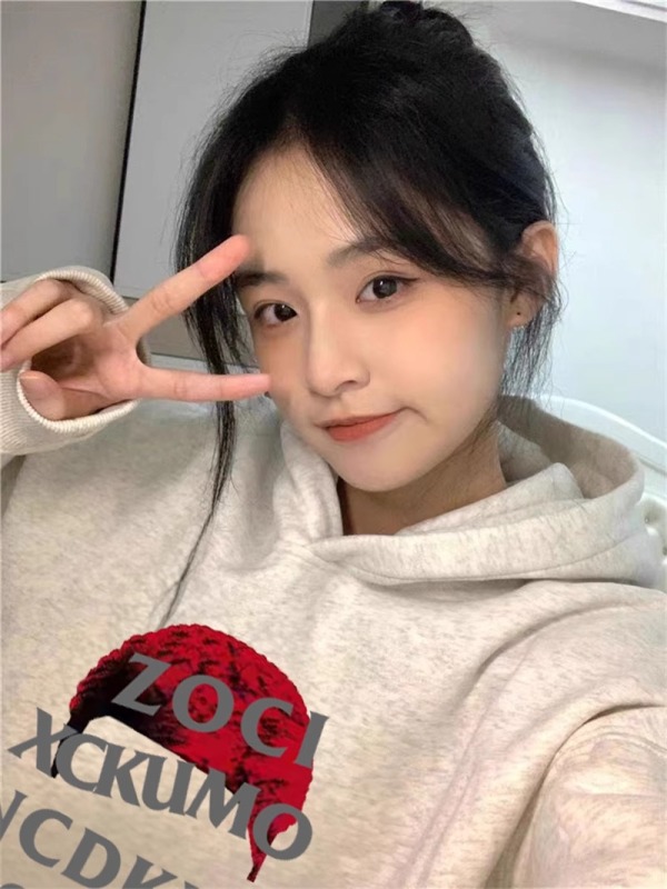 重磅純棉銀狐絨秋冬加絨加厚衛衣女2023新款灰色連帽美式寬鬆