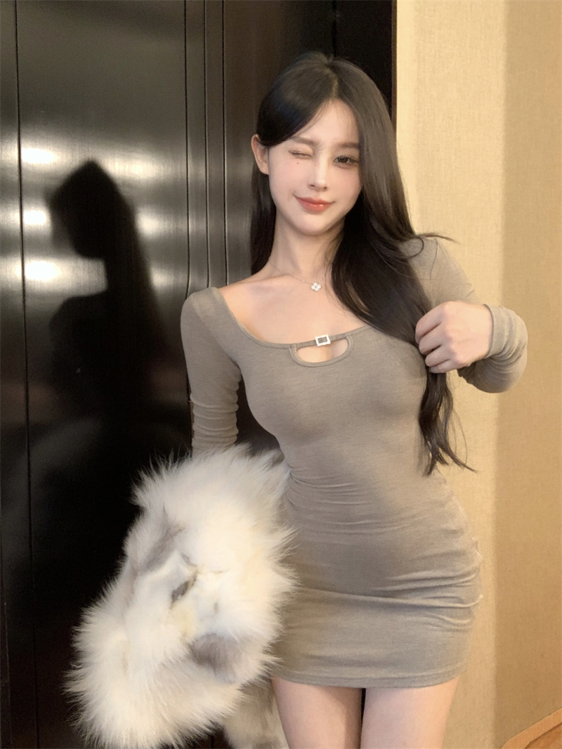 實拍 純欲性感辣妹顯瘦連衣裙新款內搭收腰包臀短裙