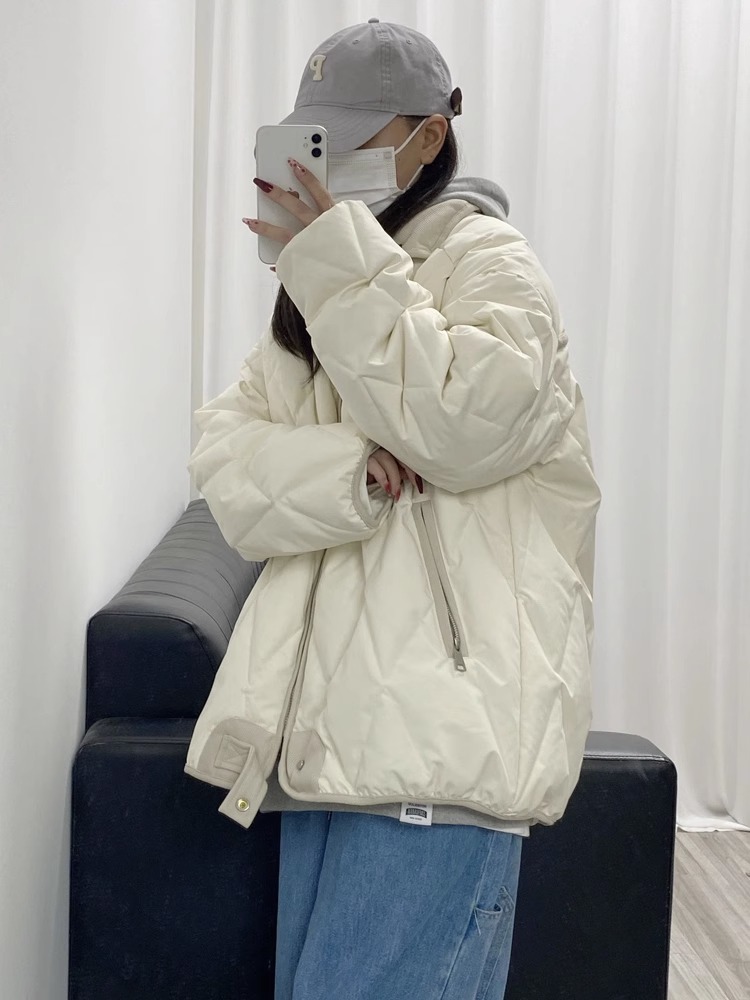 羽絨棉服女秋冬夾棉2023新款棉襖學生冬季菱格外套小個子棉衣