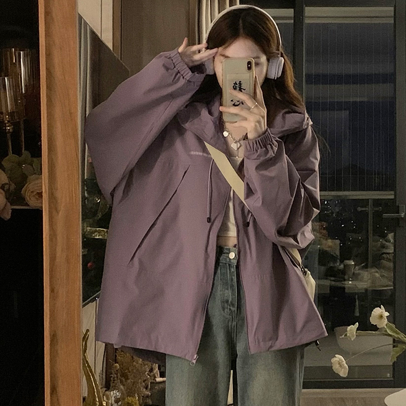 美式戶外登山服衝鋒衣夾克潮牌秋季新款情侶運動學院風外套