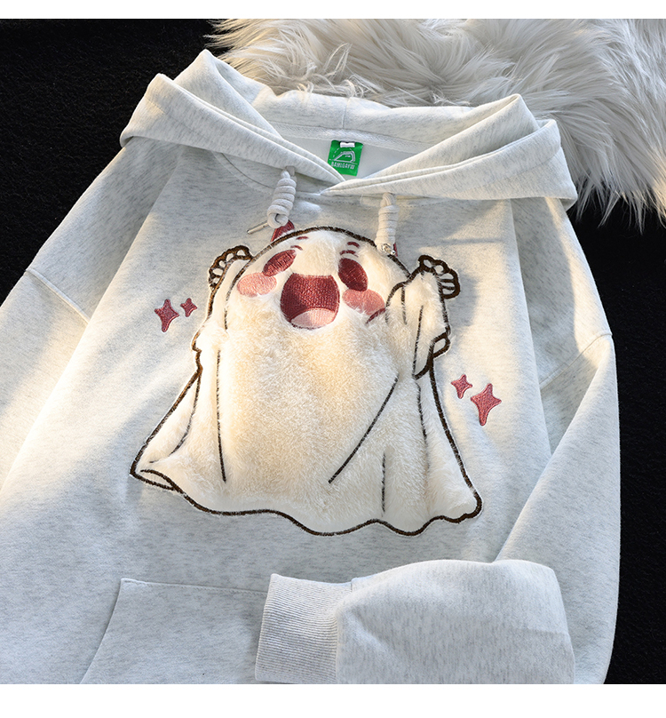 華棉複合+銀狐絨+後包領 刺繡情侶衛衣寬鬆學院風