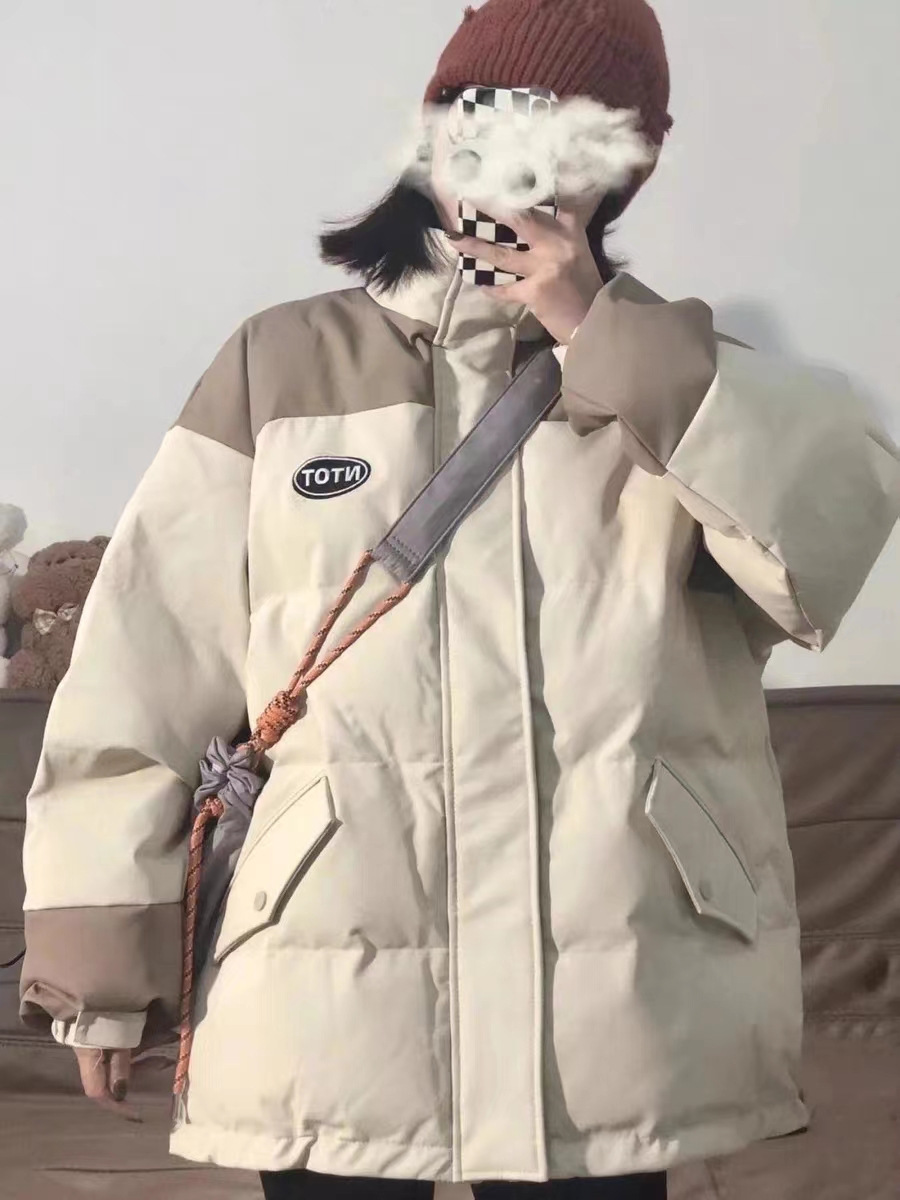 港風麵包服手塞棉棉衣女學生冬季新款學院風加厚保暖棉服外套