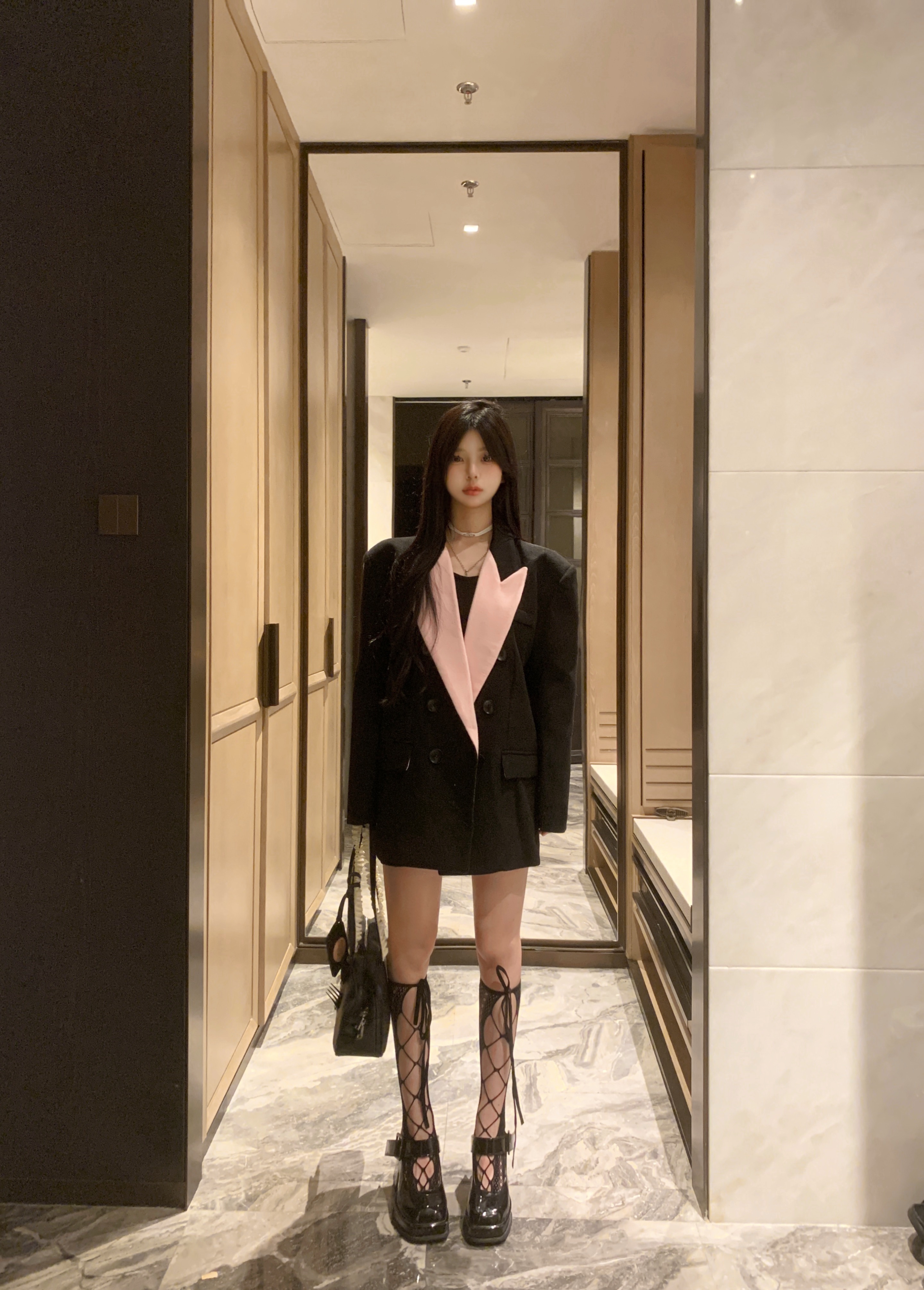 實拍~酷颯風撞色西裝外套女韓版設計感寬鬆墊肩氣質西服上衣