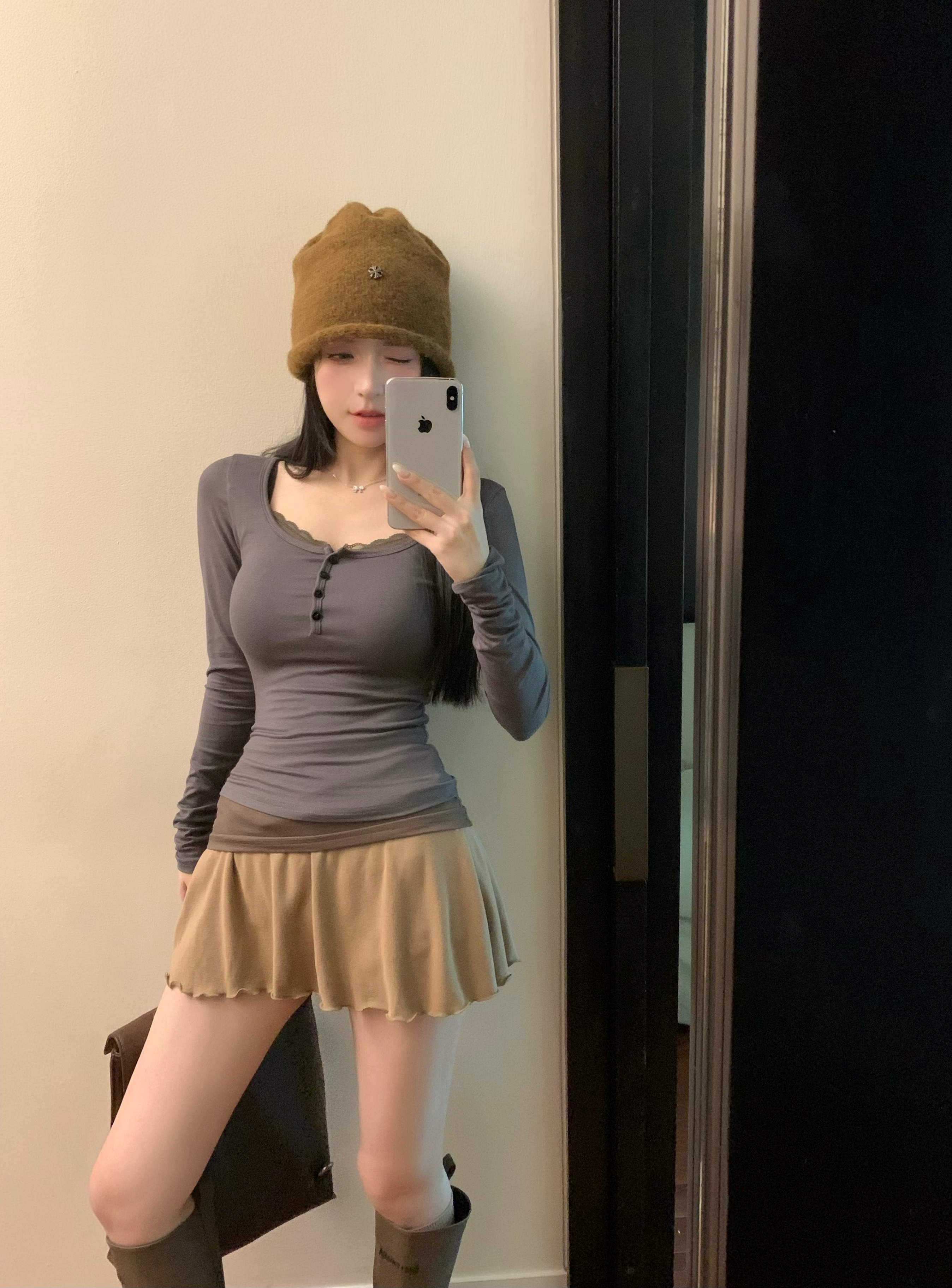實拍 假兩件蕾絲拼接打底衫長袖套裝休閒兩件套